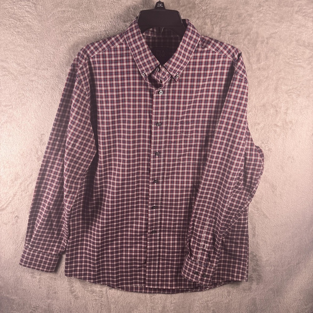 Jos. A. Bank Dress Shirt Mens Large Blue Check Traveler Tailored Fit Long Sleeve